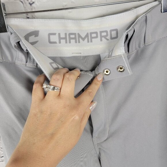 CHAMPRO Standard Womens Medium Open Bottom Baseball Pants Uniform Grey Red - Picture 3 of 5